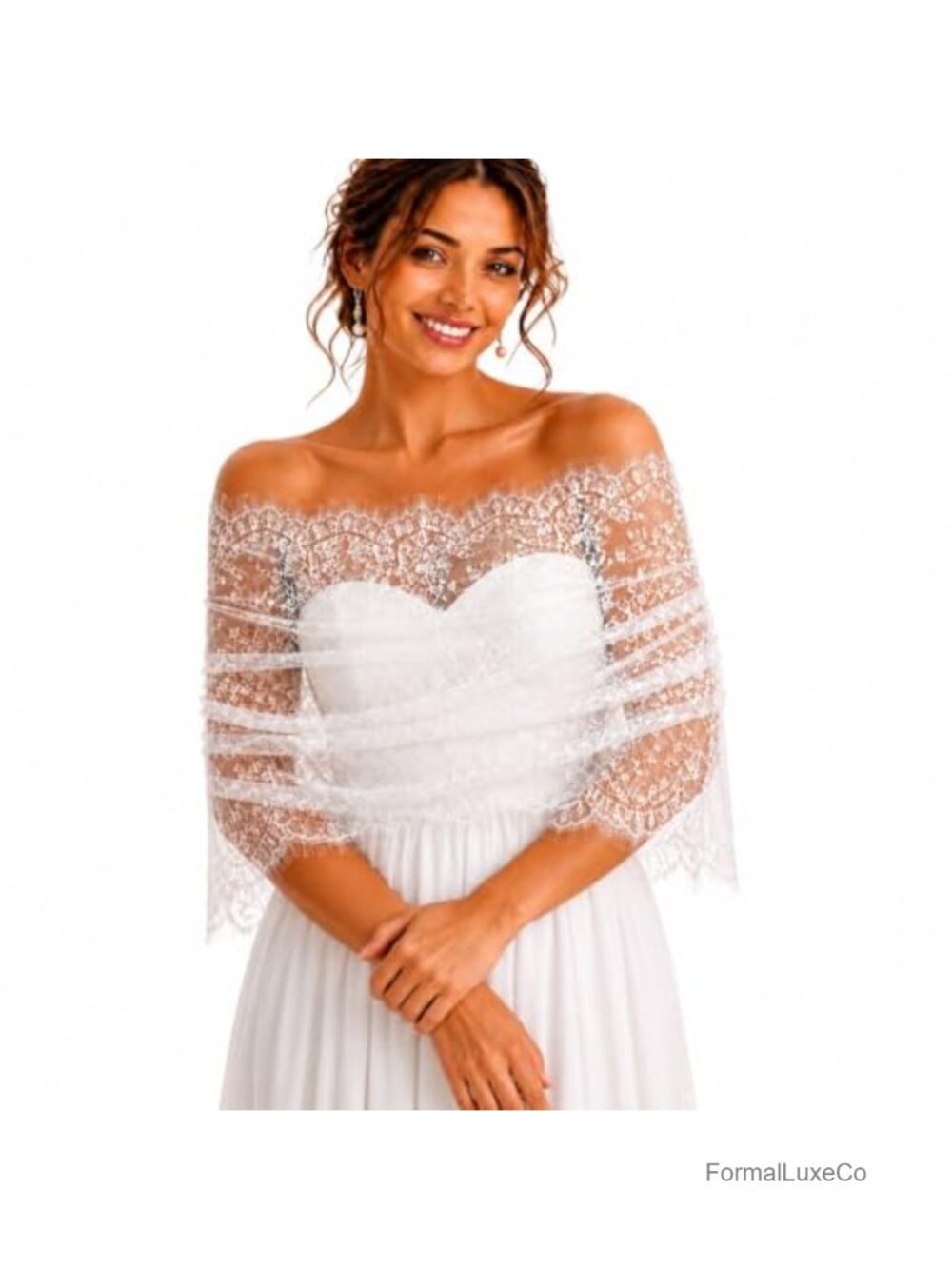 Lace Bolero Bridal Wrap Sheer Wedding Shawl Lightweight Capelet